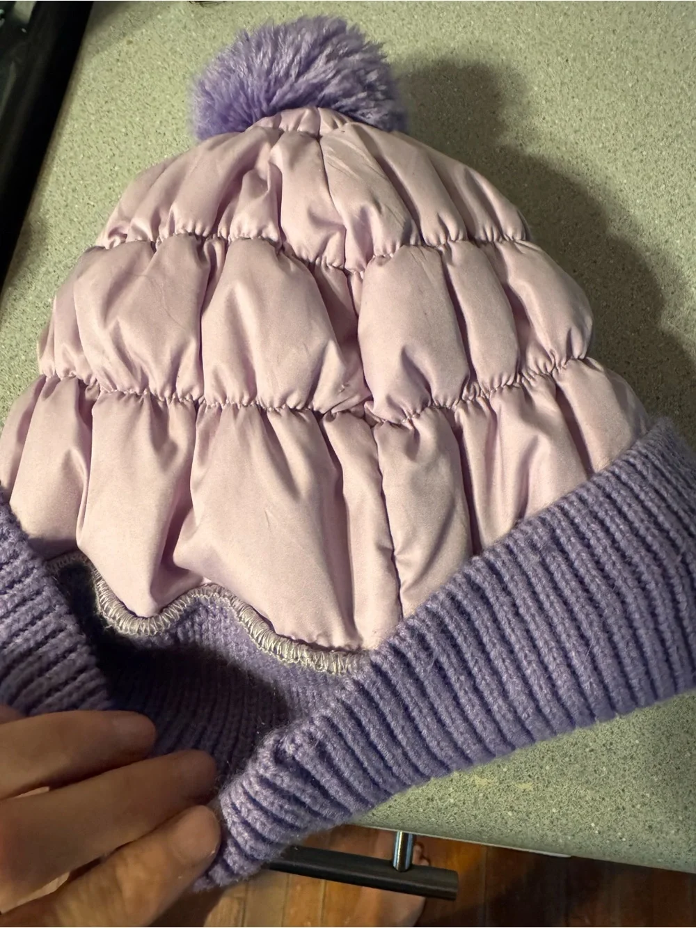 L.L. Bean Lavender and Lilac Pom Pom Kids Winter Beanie